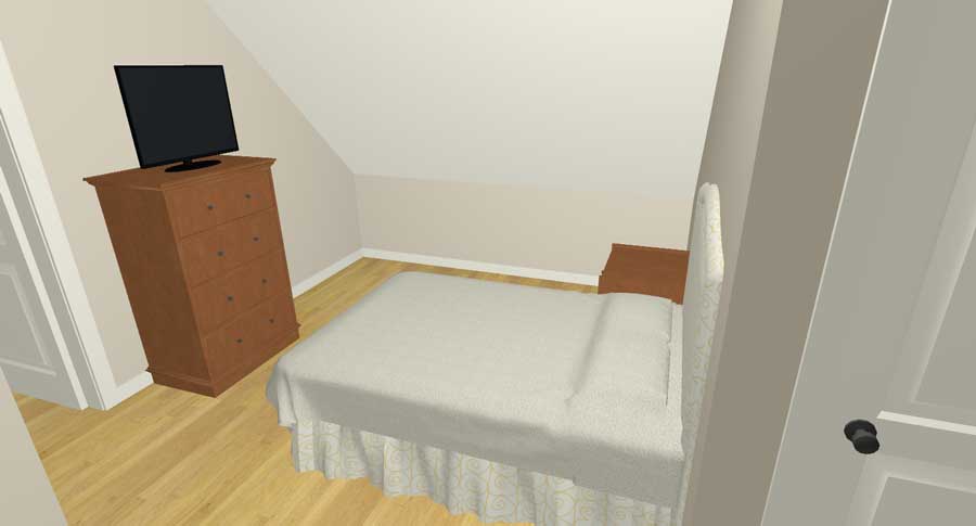 3D rendering of a bedroom.